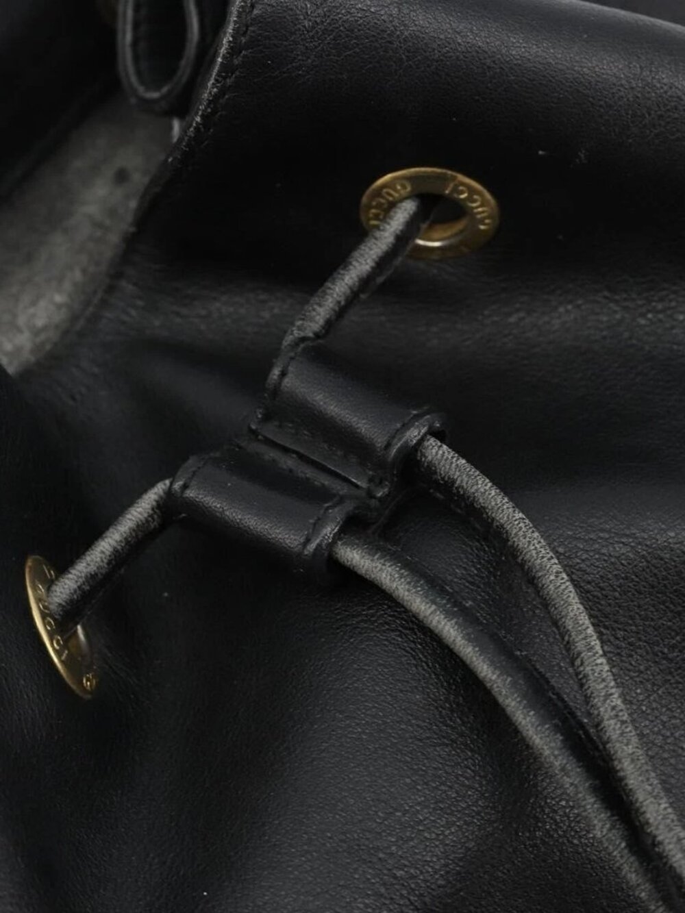 GUCCI Bamboo Backpack Leather Black Gold 003 2058 0016 Auth BA13350 - Picture 10 of 16